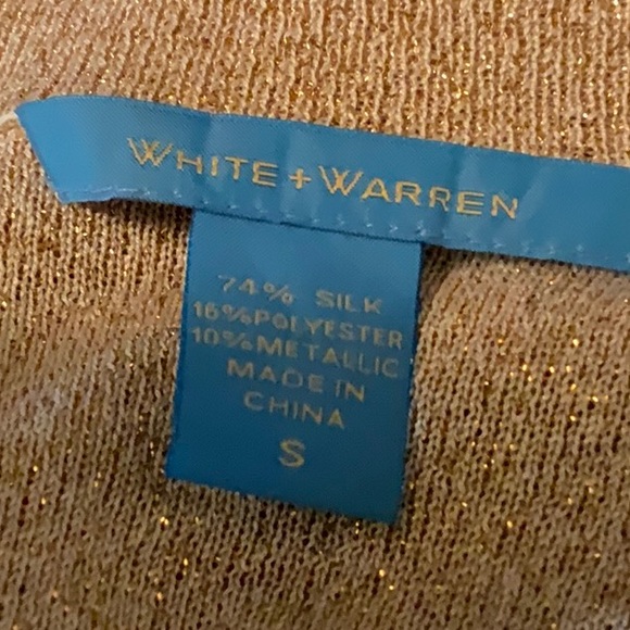 White + Warren- Silk- Gold Lame- Cardigan Sweater Dress- Sz. S - Picture 10 of 12